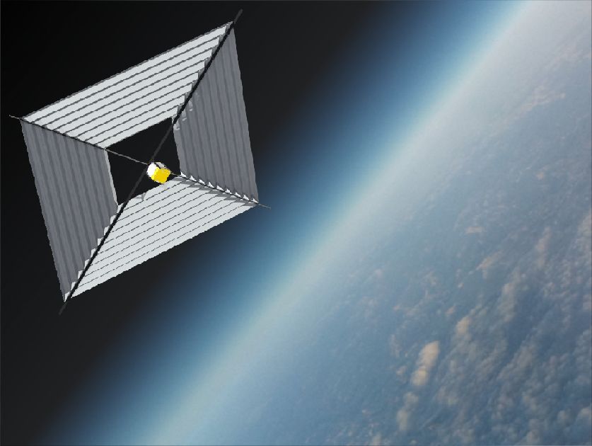 超小型人工衛星：「FREEDOM」薄膜展開時のイメージ図